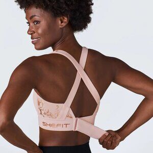 SHEFIT Flex Sports Bra Blush Pink Size 2Luxe Medium Impact Adjustable Support